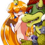  1girl bestiality blonde_hair blue_eyes blush bowser breasts crown cum doggystyle long_hair looking_back mario_(series) monster nintendo nude penis photoshop princess_peach rape sex stocks super_mario super_mario_bros. uncensored vaginal 