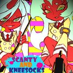  artist_request demon_girl gun kneesocks_(character) kneesocks_(psg) panty_&amp;_stocking_with_garterbelt red_skin scanty scanty_(psg) scythe weapon 
