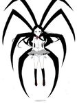  black_hair hair_ornament hairclip hinoki kaibutsu_oujo long_hair nakua panties school_uniform simple_background skirt spider_legs striped striped_panties underwear wind_lift 