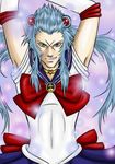  1boy blue_hair cosplay crossdress crossdressing kingdom_hearts long_hair male male_focus saix solo 