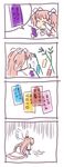  4koma bamboo black_hair closed_eyes comic depressed dress gloves hair_ribbon kaname_madoka long_hair magical_girl mahou_shoujo_madoka_magica mukiki orz ribbon smile solo spoilers tanabata translated two_side_up ultimate_madoka white_dress wings 