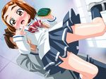  blush carrying chisato_(mahotama) mahotama school_uniform short_hair skirt 