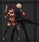  absurdres belt blonde_hair dfo dungeon_and_fighter dungeon_fighter_online feather feathers female_gunner female_gunner_(dungeon_and_fighter) gatling_gun gloves gun gunner gunner_(dungeon_and_fighter) hat highres holster pants qbspdl ranger revolver short_hair shorts weapon white_hair 
