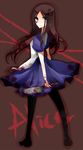  alice:_madness_returns alice_(wonderland) alice_in_wonderland alice_liddell american_mcgee&#039;s_alice american_mcgee's_alice arisusama black_hair blood dress female green_eyes highres knife long_hair looking_back solo 