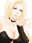  blonde_hair breasts capcom choker cleavage corset detached_sleeves devil_may_cry female hisui_(paingumi) long_hair paingumi purple_eyes solo trish trish_(devil_may_cry) 