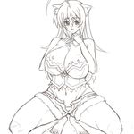  animal_ears artist_request breasts dog_days huge_breasts leonmitchelli_galette_des_rois monochrome nipples tail thong 