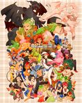  6+girls absolutely_everyone abstract_background adeku_(pokemon) afro aloe_(pokemon) arty_(pokemon) bag baseball_cap bel_(pokemon) cattleya_(pokemon) cheren_(pokemon) copyright_name corn_(pokemon) denim denim_shorts dent_(pokemon) dwebble elite_four everyone fraxure fuuro_(pokemon) geechisu_(pokemon) gen_5_pokemon giima_(pokemon) glasses gloves green_hair gym_leader hachiku_(pokemon) hat headphones herdier highres iris_(pokemon) jacket jellicent kamitsure_(pokemon) krokorok liepard long_hair looking_at_viewer looking_away makomo_(pokemon) multiple_boys multiple_girls munna n_(pokemon) one_(brs) oshawott panpour pansage pansear pantyhose patrat pod_(pokemon) pointing pokemon pokemon_(creature) pokemon_(game) pokemon_bw pose renbu_(pokemon) reshiram reuniclus running sawk scrafty shaga_(pokemon) shikimi_(pokemon) shorts sitting smile snivy star swanna team_plasma team_plasma_grunt tepig touko_(pokemon) touya_(pokemon) vest volcarona woobat yacon_(pokemon) zekrom 