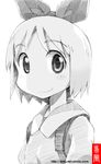  annaka_haruna blush bow gofu greyscale hair_bow monochrome nichijou short_hair sketch smile solo spot_color traditional_media 