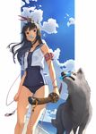  canine cub female ice_cream jun_nasa katana sukumizu sword weapon wolf young 