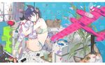  aircraft airplane animal_ears black_cat blue_eyes blue_hair blue_panties bra breasts cake cat cat_ears cellphone cleavage coffee cup drinking_straw earbuds earphones flower food frilled_bra frills fuyuno_haruaki game_boy_advance game_console garters green_bra hair_flower hair_ornament handheld_game_console headphones heterochromia highres ice_cream iphone leg_hug leg_warmers lingerie long_hair looking_at_viewer macaron medium_breasts mismatched_legwear original p-38_lightning panties phone pillow plaid plaid_legwear power_glove purple_eyes rob side-tie_panties sitting smartphone solo stickam teacup thighhighs underwear underwear_only very_long_hair virtual_boy watch 