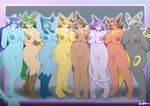  animal_ears artist_request big_breasts blonde_hair blue_eyes blue_hair blush breasts brown_eyes brown_hair chubby eevee eeveelution eeveelutions espeon featureless_crotch female flareon fur_pattern furry glaceon green_hair hair hairclip huge_breasts jolteon leaf leafeon looking_at_viewer neck_ruff nintendo nipples nipples_touching nude overweight personification plump pok&#233;mon pokemon purple_eyes purple_hair raised_arm signature smile standing tail tail_fin umbreon vaporeon video_games voluptuous wink ymbk 