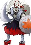  geta hat highres inubashiri_momiji inubashiri_momiji_(wolf) nishiide_kengorou no_humans shield solo sword tokin_hat touhou weapon wolf_ears 