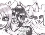  anthro breasts caprine cat cleavage clothed clothing facial_piercing fangs feline female friends grin hair katy_kat lamb lammy_lamb lip_piercing looking_at_viewer ma-san mammal mouse parappa_the_rapper pierced_lip piercing rammy rape_face rodent sheep tongue um_jammer_lammy unknown_artist video_games 