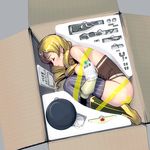  bad_id bad_pixiv_id beret blonde_hair blush body_blush boots bound box breast_press breasts brown_legwear cardboard_box closed_eyes corset detached_sleeves drill_hair fetal_position full_body gloves gun hat in_box in_container large_breasts long_hair magical_girl magical_musket mahou_shoujo_madoka_magica masao no_panties open_mouth panties panties_removed plantar_flexion rifle shiny shiny_skin sleeping solo striped striped_legwear thighhighs tomoe_mami topless translated twin_drills twintails underwear vertical-striped_legwear vertical_stripes weapon yellow_panties 