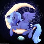  alicorn art_nouveau blue_body blue_hair convulvulus crown crying cutie_mark electriczebra equine female feral flower friendship_is_magic hair hasbro horn horse mammal moon my_little_pony night pegacorn pony princess_luna_(mlp) sad sky solo space stars tears winged_unicorn wings 