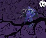  bat cat feline headband hybrid mammal moon necklace night purple_eyes solo stars tree wood zangusuu 