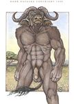  africa balls bovine buffalo dark_natasha flaccid horn looking_at_viewer male mammal muscles nude penis solo tail 