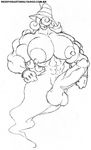  abs blush breasts erection futanari gigantic_breasts gloves hat highres monochrome muscle nintendo paper_mario penis puffy_nipples super_mario_bros. testicles vivian 