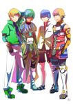  armor blonde_hair blue_hair boots claude_kenni crossover edge_maverick fayt_leingod happy knee_boots multiple_boys roddick_farrence so3fans star_ocean star_ocean_first_departure star_ocean_the_last_hope star_ocean_the_second_story star_ocean_till_the_end_of_time 