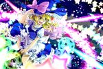  blonde_hair broom broom_riding danmaku hat kirisame_marisa long_hair solo touhou witch_hat yellow_eyes zanunoneko 