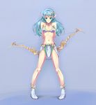  atomix blue_eyes blue_hair bow_(weapon) breasts elf legs long_hair medium_breasts o-ring o-ring_top original pointy_ears solo standing weapon 