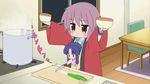  achakura animated animated_gif asakura_ryouko blue_hair brown_eyes chibi cooking kita_high_school_uniform knife multiple_girls nagato_yuki purple_hair school_uniform spring_onion suzumiya_haruhi-chan_no_yuuutsu suzumiya_haruhi_no_yuuutsu 