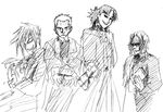  alucard_(hellsing) araya_souren crossover fate/stay_night fate_(series) greyscale hellsing kara_no_kyoukai kotomine_kirei monochrome multiple_boys nakata_jouji nrvnqsr_chaos parody seiyuu_connection sketch tsukihime type-moon 