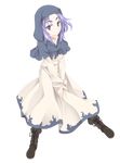 absurdres blue_hair boots full_body highres hood kumoi_ichirin ogami_kazuki purple_eyes short_hair smile solo touhou transparent_background 