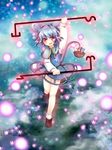  animal_ears basket danmaku dowsing_rod enone floating full_body grey_hair jewelry midair mouse mouse_ears mouse_tail nazrin open_mouth outstretched_arms pendant red_eyes short_hair smile solo standing standing_on_one_leg tail touhou 