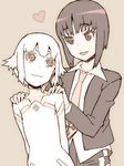  ally_connolly androgynous bob_cut element_hunters hijiri_rei juno_(element_hunters) monochrome multiple_girls necktie pink short_hair yuri 