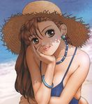  beach brown_eyes brown_hair hat sun_hat toshiki_yui yui_toshiki 