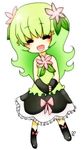  :d artist_request closed_eyes dress flower gen_4_pokemon green_hair happy long_hair lowres open_mouth personification pokemon shaymin smile solo 