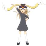  :o animal_hat arms_up bad_id bad_pixiv_id bird blonde_hair brown_eyes cosplay crossover dress flat_chest full_body hand_on_hip hat kaga_rin kneehighs long_hair mary_janes mawaru_penguindrum object_on_head open_hand open_mouth outstretched_arm outstretched_hand parody penguin princess_of_the_crystal princess_of_the_crystal_(cosplay) season_connection seizon_senryaku shoes solo standing teeth tomop transparent_background usagi_drop white_legwear 