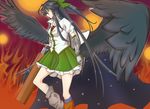  arm_cannon bow gaku green_bow hair_bow highres long_hair reiuji_utsuho solo touhou weapon wings 