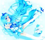  &gt;_&lt; :d bad_id bad_pixiv_id blue blue_eyes blue_hair blue_skirt boots bow closed_eyes coffret_(heartcatch_precure!) cure_marine grin hair_bow heart heartcatch_precure! kurone_roku kurumi_erika long_hair magical_girl open_mouth outstretched_arms perspective precure skirt smile solo thighhighs very_long_hair xd 