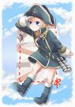  bicorne binoculars blonde_hair blue_eyes blue_footwear boots braid hat highres kawamura_raichi knee_boots long_hair patty_fleur pirate_hat solo tales_of_(series) tales_of_vesperia twin_braids 