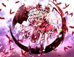  ascot bad_id bad_pixiv_id bat bat_wings blonde_hair blue_hair cross-laced_footwear fang flandre_scarlet flower hat laevatein loafers multiple_girls nanase_nao petals red_eyes remilia_scarlet rose shoes short_hair siblings side_ponytail sisters touhou wings 