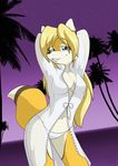  babydoll blonde_hair blue_eyes breasts canine chest_tuft clothed clothing female foshu_(character) fox fur furry_wolf hair helsy lingerie long_hair looking_at_viewer mammal nightgown panties pose skimpy solo translucent tuft underwear 