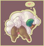  all_fours amber_eyes anus bent_over blush border butt cute horn looking_back male nintendo pawpads penis plain_background pok&#233;mon pok&eacute;mon purple_background red_eyes solo video_games whimsicott wool zanthu 