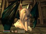  breasts female final_fantasy looking_at_user mogura_(character) moogle nude oblivion on_stomach screencap the_elder_scrolls video_games wings 