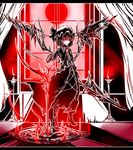  acryl candle dress fang gem glowing glowing_eyes hat highres letterboxed pentagram remilia_scarlet solo sword touhou weapon wings 