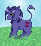  blue cute ears equine eyes field grass hair hasbro horse kurt_wagner mammal marvel my_little_pony nature nightcrawler pointy pointy_ears pointy_tail pony poof purple purple_hair smoke solo surprise surprised symbol tail unknown_artist x-men yellow yellow_eyes 