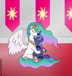  alicorn blush cutie_mark duo equine female feral friendship_is_magic hasbro horn horse hug mammal my_little_pony pegacorn princess princess_celestia_(mlp) princess_luna_(mlp) royalty sibling siblings sisters skunk412 winged_unicorn wings 