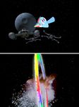  crossover death_star equine explosion female feral flying friendship_is_magic hair hasbro horse mammal multi-colored_hair my_little_pony pony purple_eyes rainbow_dash_(mlp) rainbow_hair solo space spacecraft star_wars unknown_artist x-wing 