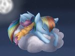  blue_fur cloud cub cutie_mark equine female feral friendship_is_magic fur hasbro horse jadiethecatta mammal moon my_little_pony night pegasus pony rainbow_dash_(mlp) scootaloo_(mlp) sleeping stars wings young 