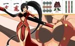  absolute bare_shoulders black_bra black_hair blazblue body_blush bra breasts chinadress chinese_clothes cleavage female glasses huge_breasts lao_jiu large_breasts legs litchi_faye_ling long_hair mahjong pepo_(pixiv232858) ponytail red_eyes solo staff yin_yang zoom_layer 