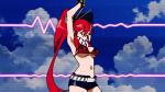  1girl animated animated_gif breasts female large_breasts long_hair midriff ponytail red_hair shorts solo stretch tengen_toppa_gurren_lagann tied_hair yoko_littner 