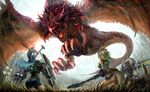  armor barioth_(armor) claws diablos_(armor) dragon helmet highres horns knight monster_hunter monster_hunter_portable_3rd rathalos shield solo sword tail talons thyr warrior weapon wings wyvern 