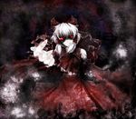  dark_persona hakurei_reimu highres kazesayuru maga-reimu midriff red_eyes solo torn_clothes touhou white_hair 