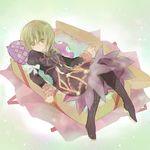  1girl bad_id bad_pixiv_id blonde_hair boots dress elize_lutus green_eyes knee_boots lying tales_of_(series) tales_of_xillia teepo_(tales) 